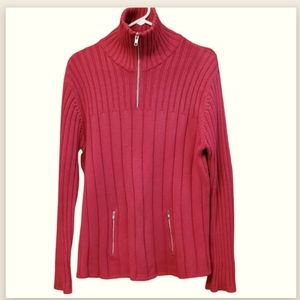Women's Jones New York red cable knit sweater 100% cotton. Size XL